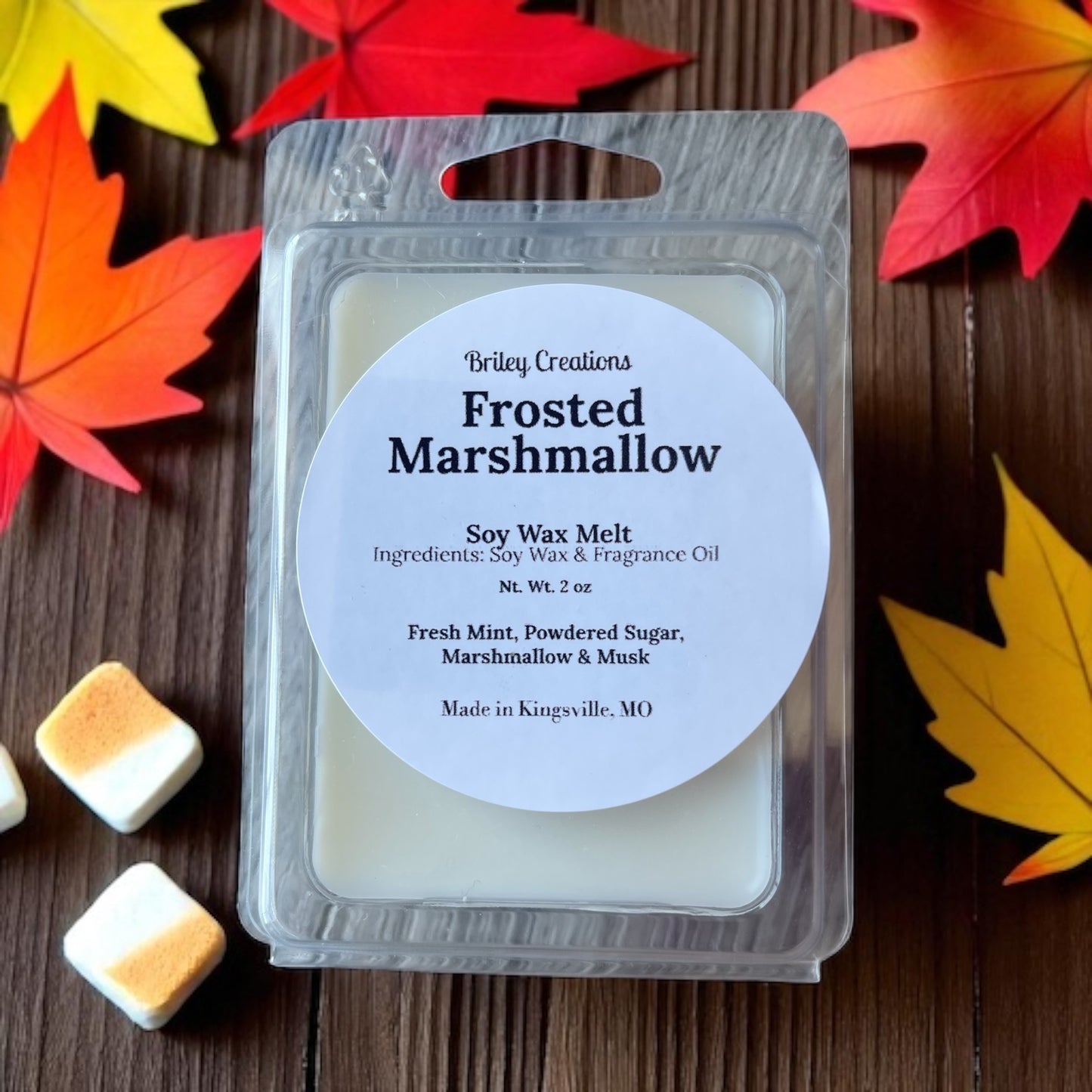 Frosted Marshmallow Scented Soy Wax Blend Melts 2 oz.
