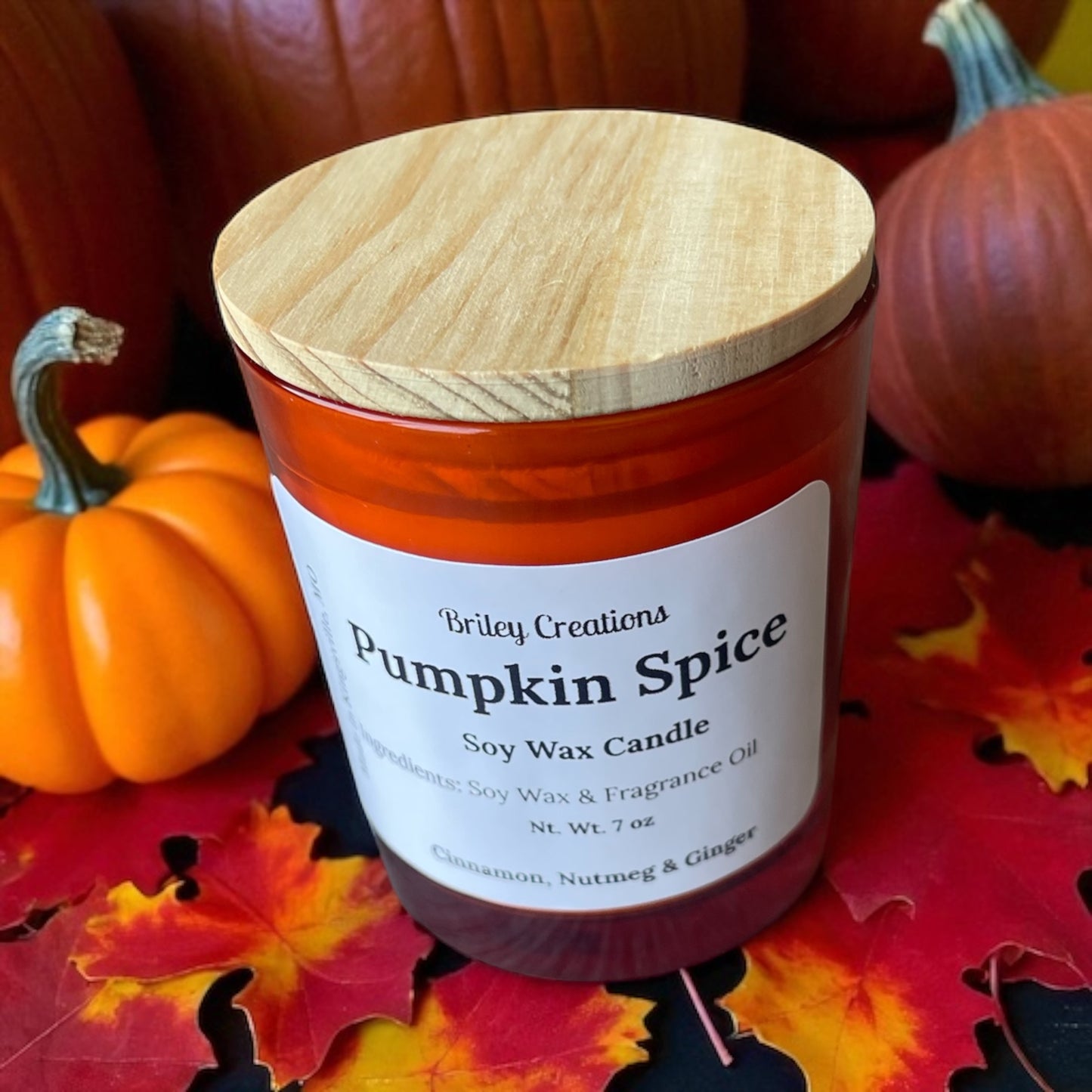 Pumpkin Spice Scented Soy Wax Blend Candle 7 oz