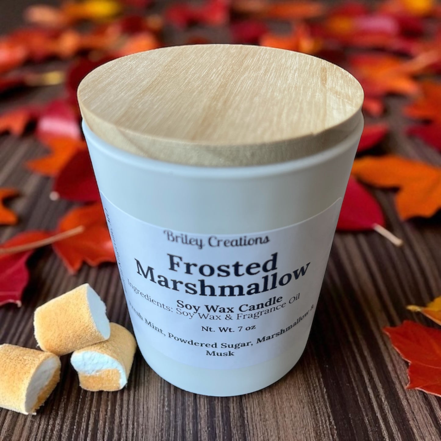 Frosted Marshmallow Scented Soy Wax Blend Candle 7 oz